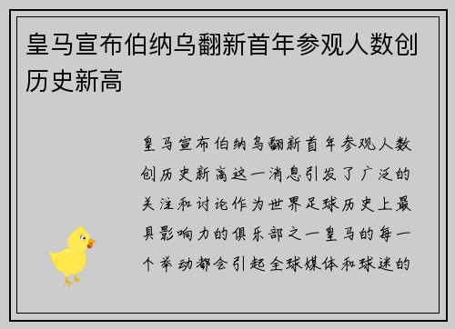 皇马宣布伯纳乌翻新首年参观人数创历史新高